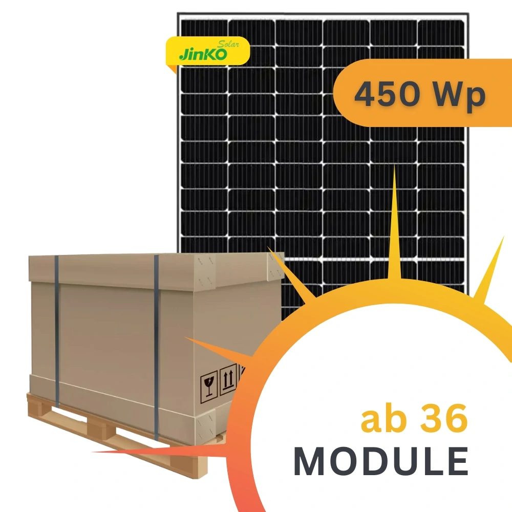 Palettendeal Solarmodul mit Patte im Vordergrund